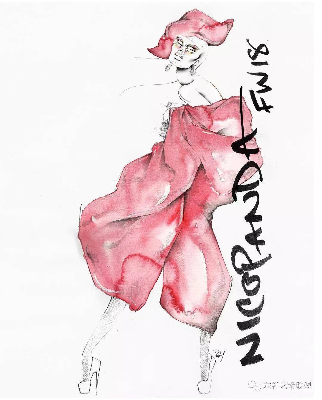 时尚|时装画上的褶皱不知怎么画？向这位时尚插画界的＂三宅一生＂学习一下！