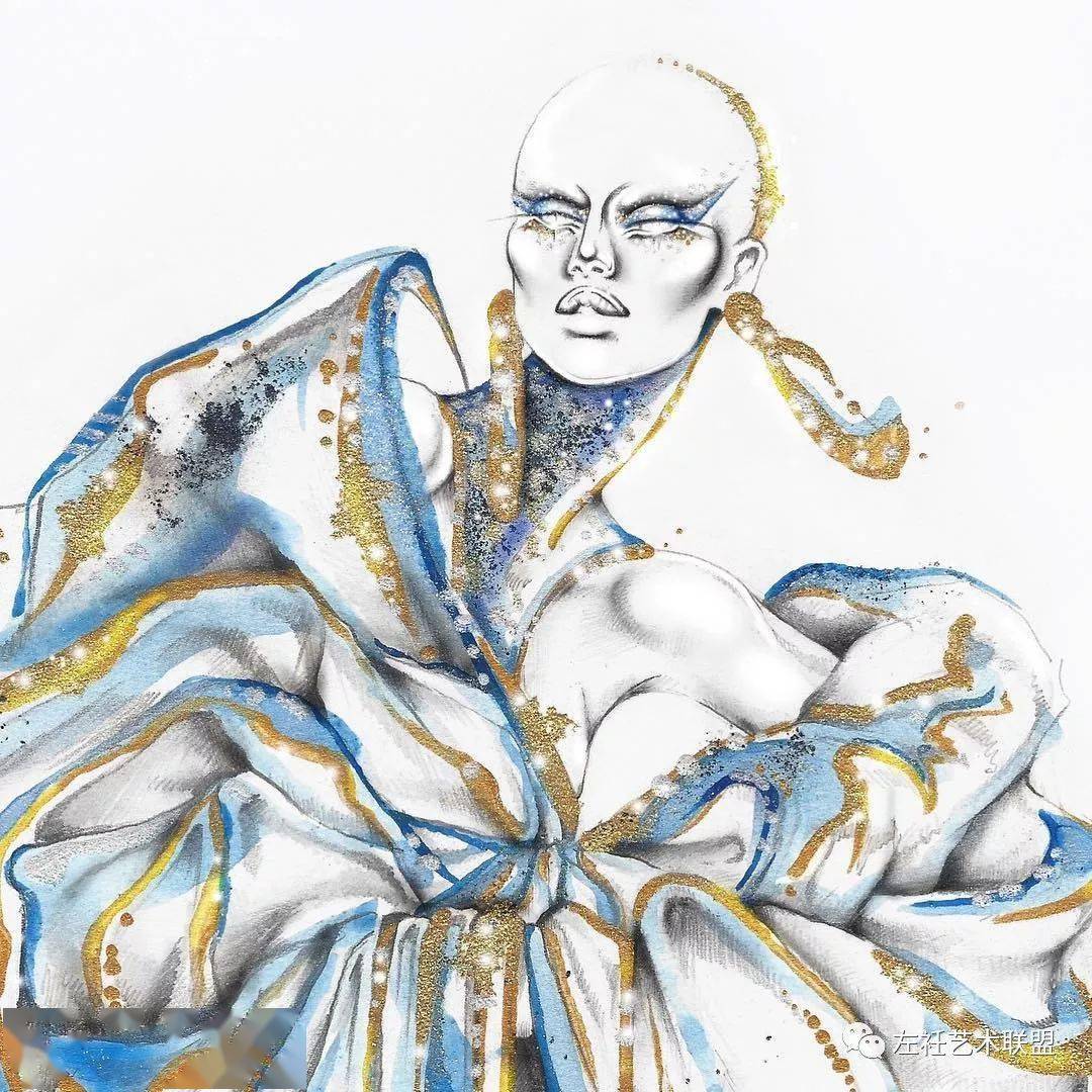时尚|时装画上的褶皱不知怎么画？向这位时尚插画界的＂三宅一生＂学习一下！