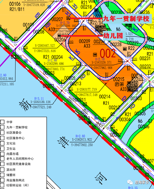 汕头市东海岸新城新溪片区a组团近期已出让地块中,已规划配套建设1所