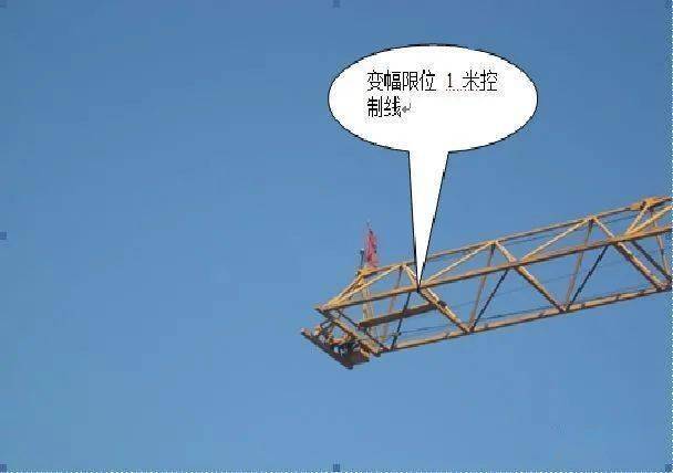 小车变幅限位器: 灵敏有效,前,后大于1m,防止小车出轨