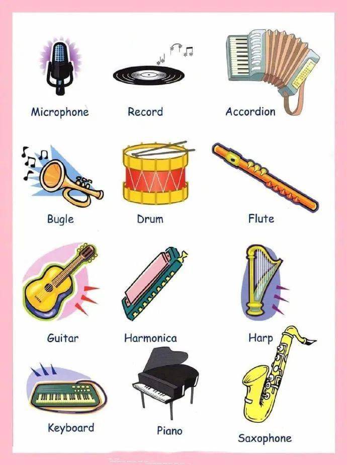 所有常见乐器的中英文对照