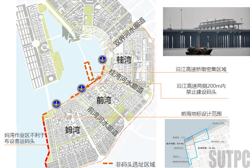 前海码头选址示意自然条件方面,前海湾内风浪小,清淤后三处水深均满足