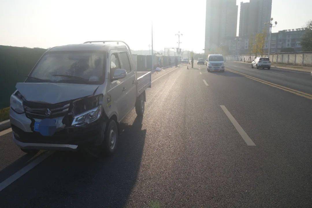 唐某某驾驶轻型货车,途经武宁县新宁镇湖滨西路老码头路段时,与两名行