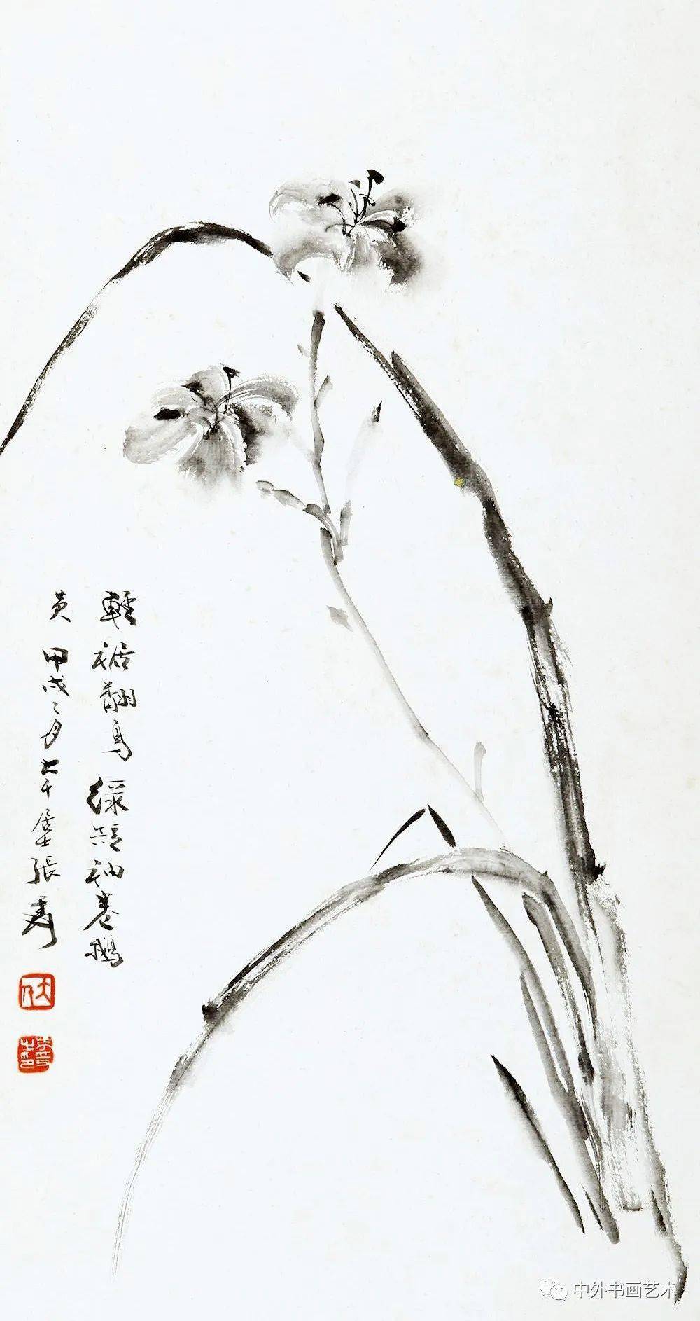 张大千笔下的兰花,轻盈,灵动!