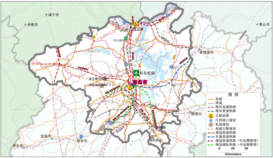 大南昌都市圈综合交通规划示意图