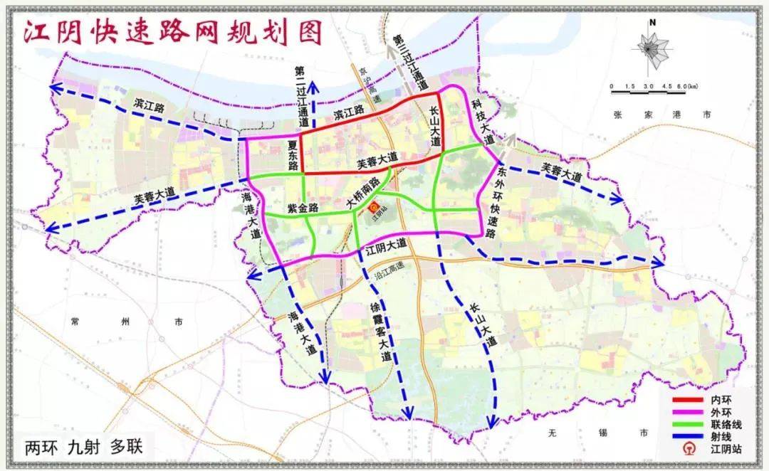 江阴快速路网规划图 江阴高铁站综合交通枢纽设计总图在进一步完善