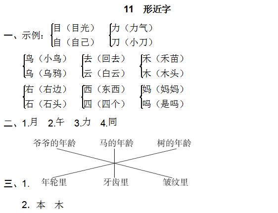 一年级语文上册1-8单元形近字组词汇总大全附练习