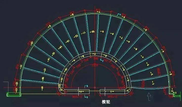 石材旋转楼梯cad素材正面与侧面平面图参考