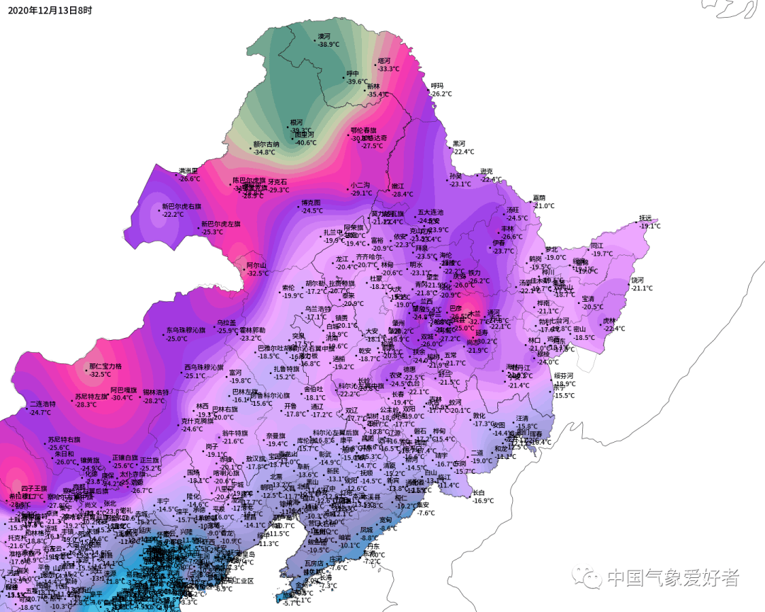 12月13日,我国东北遭遇酷寒,图里河最低气温-40.6度