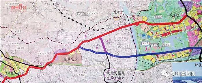 省道s507柳州市沙塘至洛满公路路线总体走向图 目前,露塘大桥项目正