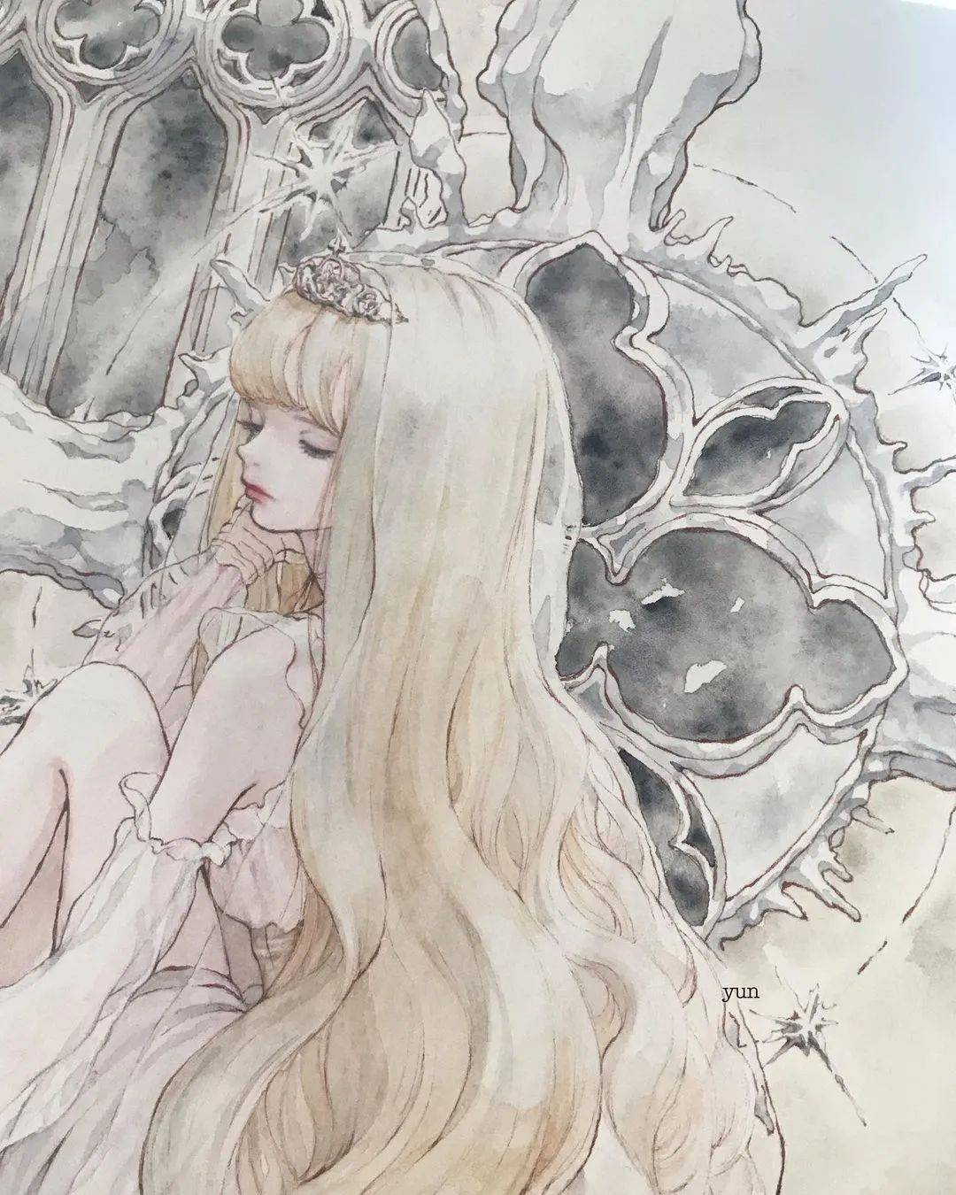 水彩插画 | 意境非常好的水彩动漫少女 爱画亦爱人