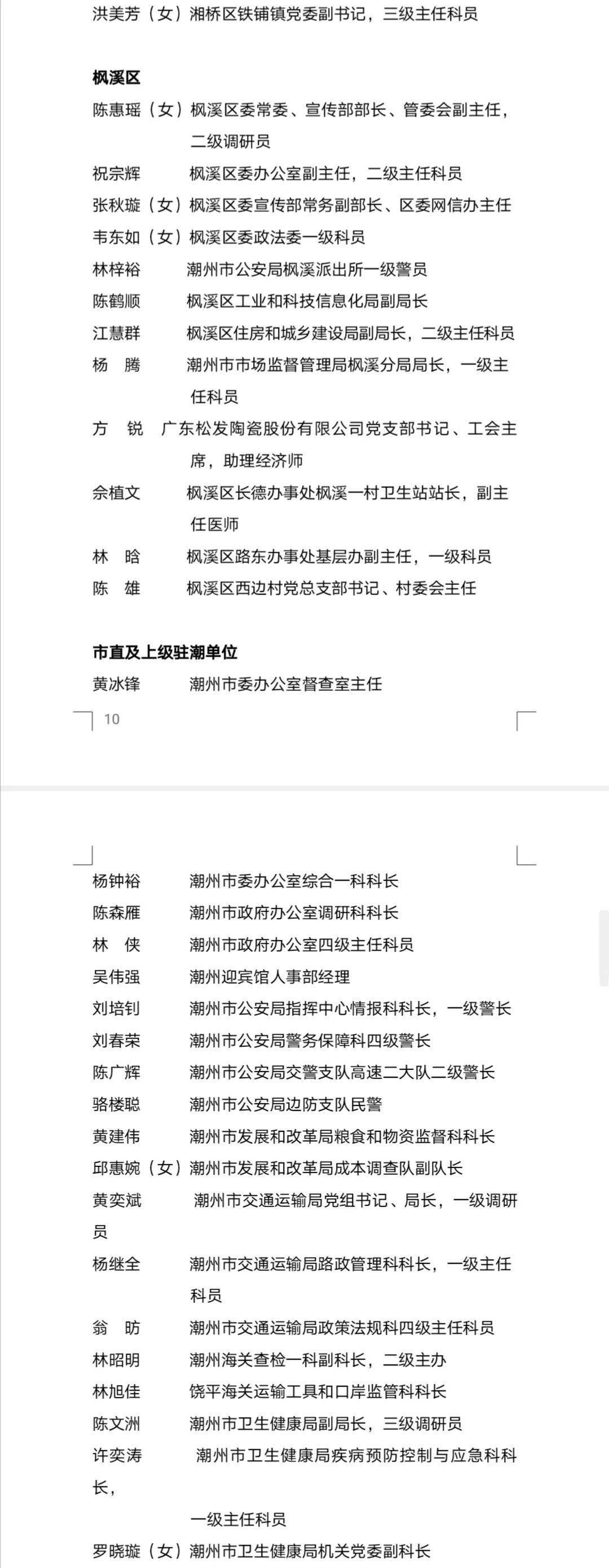 中共潮州市委潮州市人民政府关于表彰潮州市抗击新冠肺炎疫情先进个人