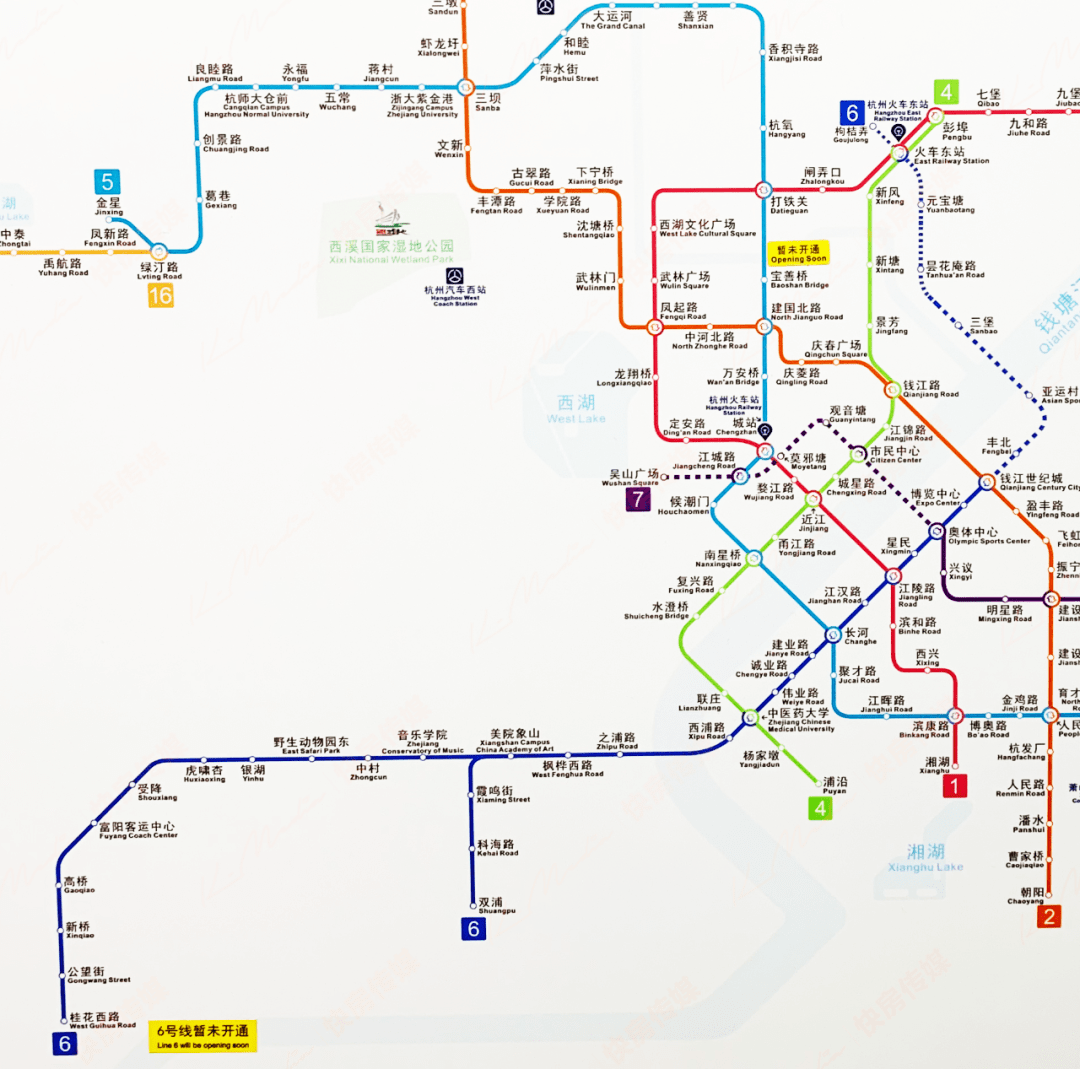 杭州最新地铁运行图贴上了!月底1,6,7三线齐发!