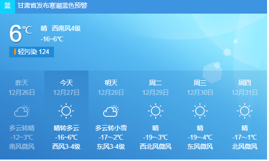 下降8°c~10°c以上 甘肃多地发布气象专报  甘肃天气预报  总之 下周