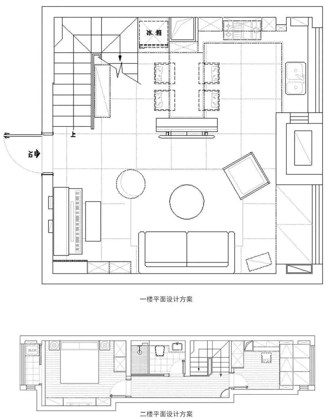 46平简约小复式楼,客餐厨做了开放式布局