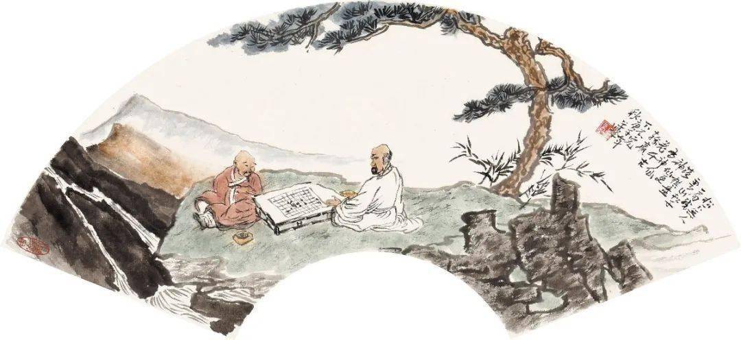 松下对弈图 33cmx66cm