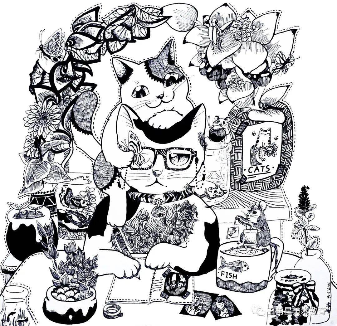 黑白装饰画 猫的生活 13岁/2019