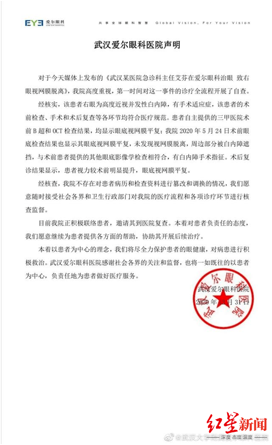 3000亿市值爱尔眼科陷医疗事故风波:急诊医生术后视网膜脱落右眼失明