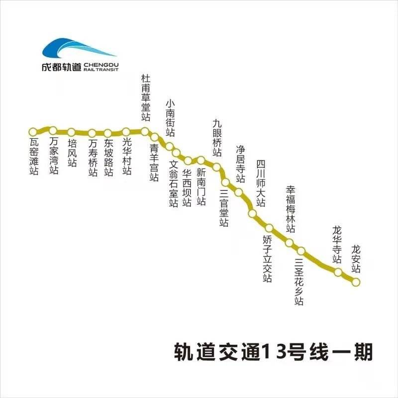 其中,一期工程起于青羊区光华8线瓦窑滩站,止于龙泉驿区成龙大道龙安