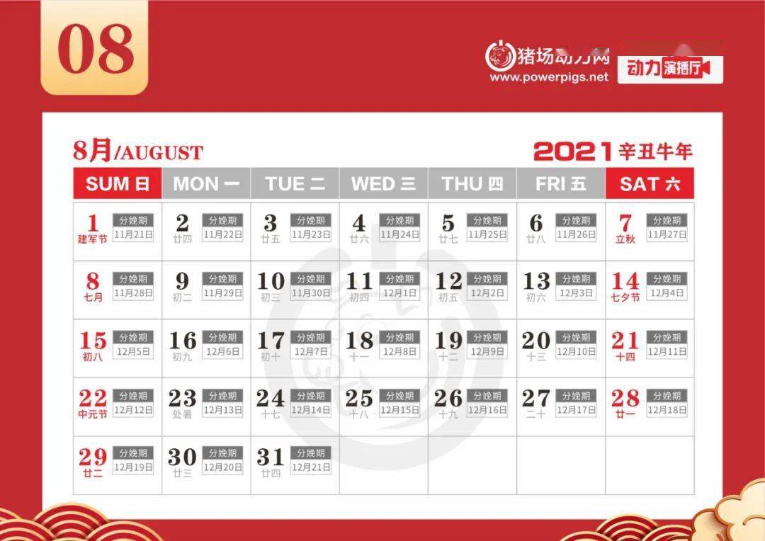 2021年生牛备孕表,几月份怀孕容易生儿子 2021年配怀分娩表,专属养猪人的台历