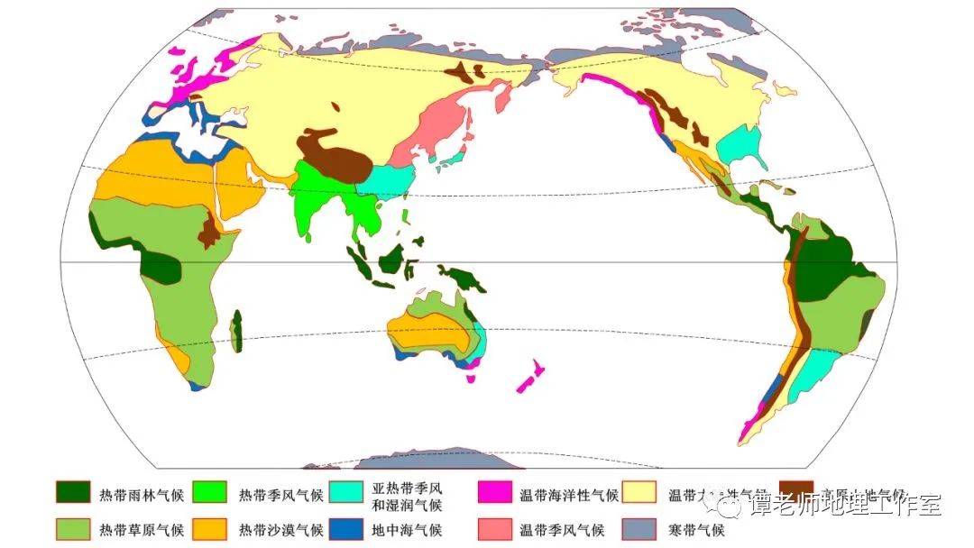 世界气候类型分布图彩色