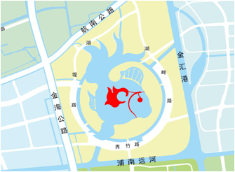 项目位于上海之鱼核心区——鱼眼部分,总面积为46355平方米,项目由