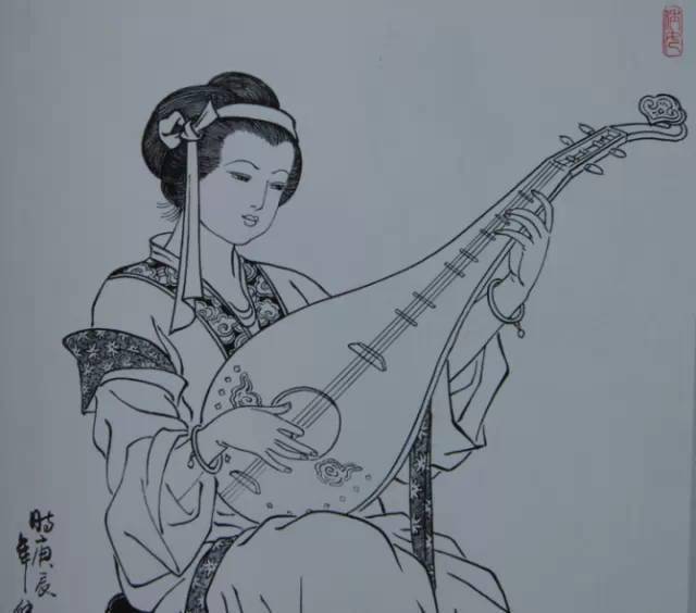 国画白描美女人物欣赏收藏临摹