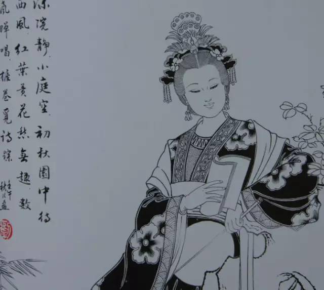 国画白描美女人物欣赏收藏临摹