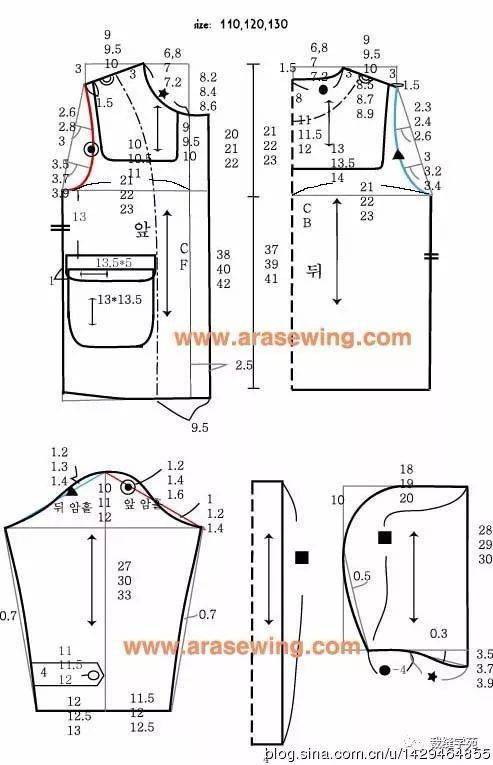 110-130儿童厚外套裁剪图 成品