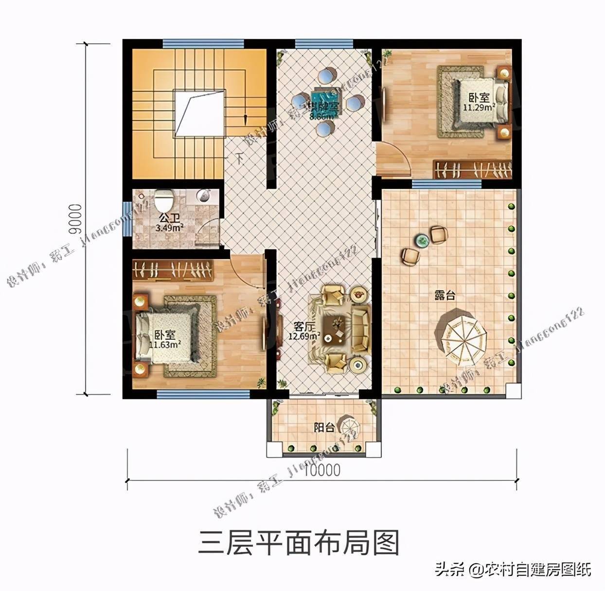 90平米农村房三层房,90平方米的别墅设计图 3款实用三层农村别墅,虽然只有90平,没想到一款比一款