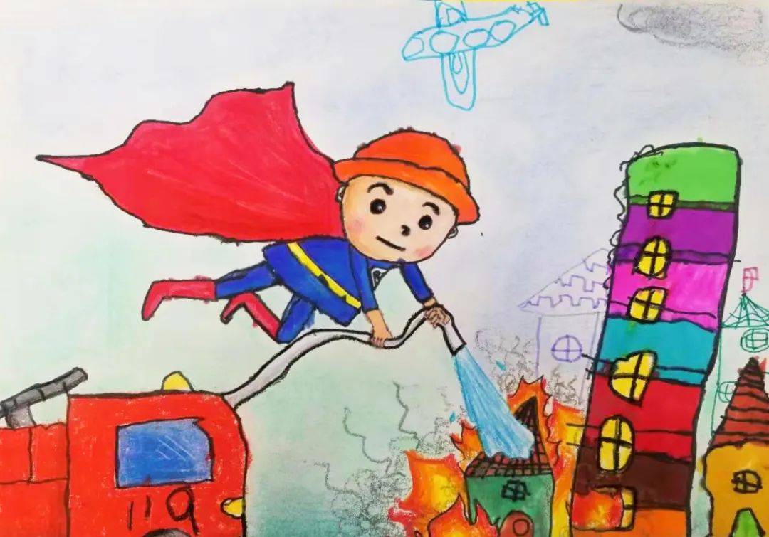 "我是小小消防员"创意绘画 致敬"火焰蓝"