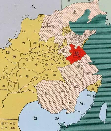 汉景帝三年(前154年)七国之乱前楚国疆域示意图