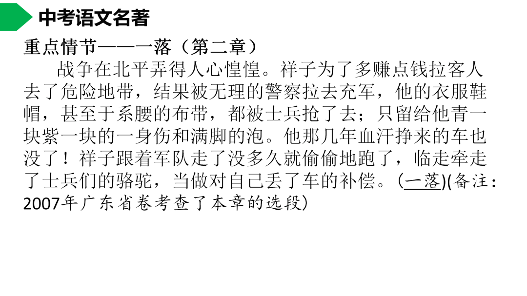 初中语文七下《骆驼祥子》名著导读 思维导图  考点合集,寒假预习必收