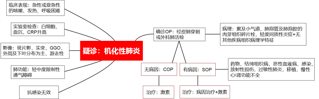 再述机化性肺炎的病理特征及诊疗思路