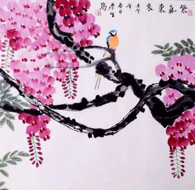 最吉祥的国画《紫气东来图》!一看就舒心!