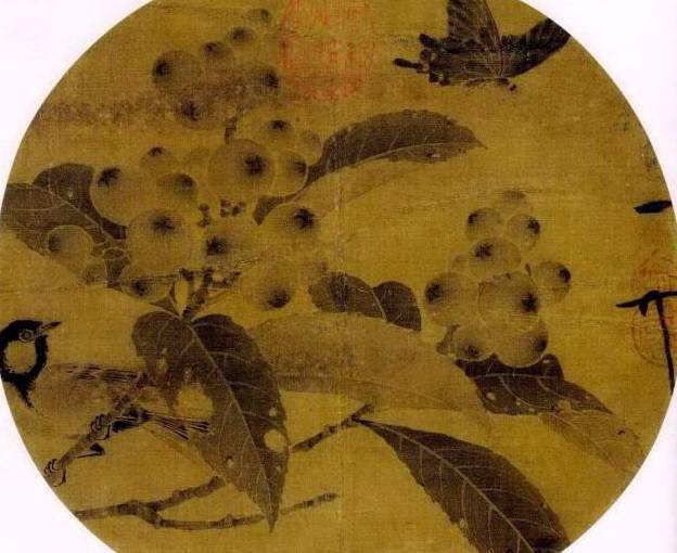 宋徽宗赵佶的花鸟画以设色为多,然而此图纯以水墨勾染而成,格调高雅