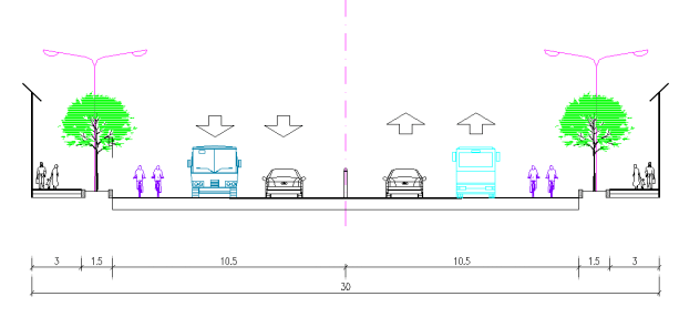 城柏路以西段道路横断面(单位:米)