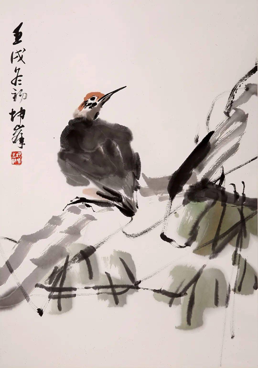 卢坤峰 花鸟 设色纸本 立轴