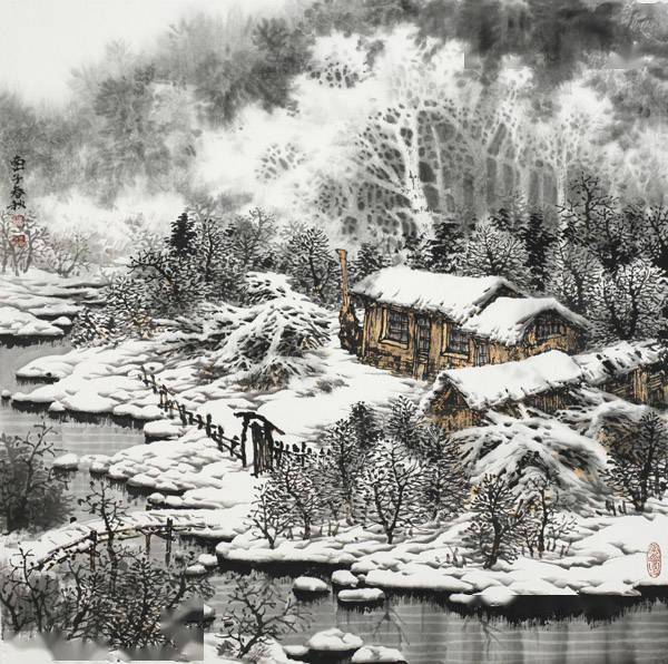 赵春秋 教你怎样画山水雪景!_冰雪
