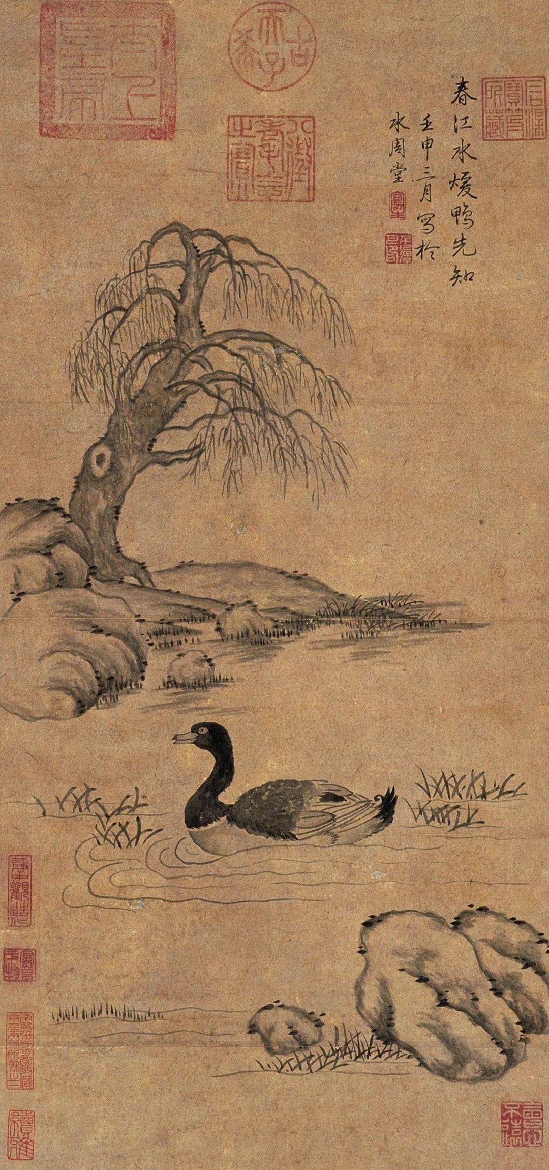 [清代]爱新觉罗·弘历《嵩阳汉柏图》(1750),纸本墨笔,58×29cm.