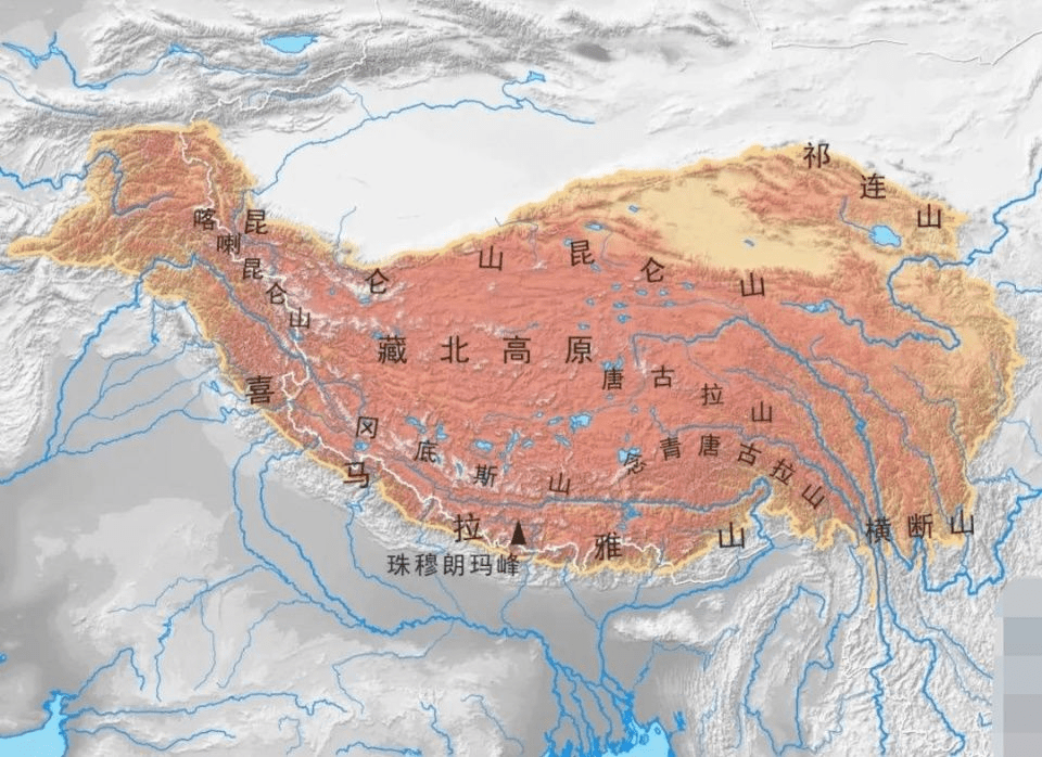 青藏高原河网密布,大多呈自西向东走向 图片来源:新浪网