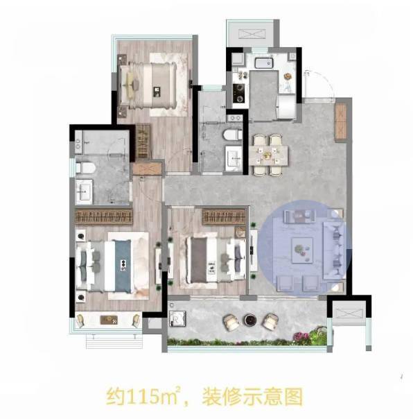 好住|即将开盘!龙湖高新cbd龙湖光年115㎡三房户型抢先看!