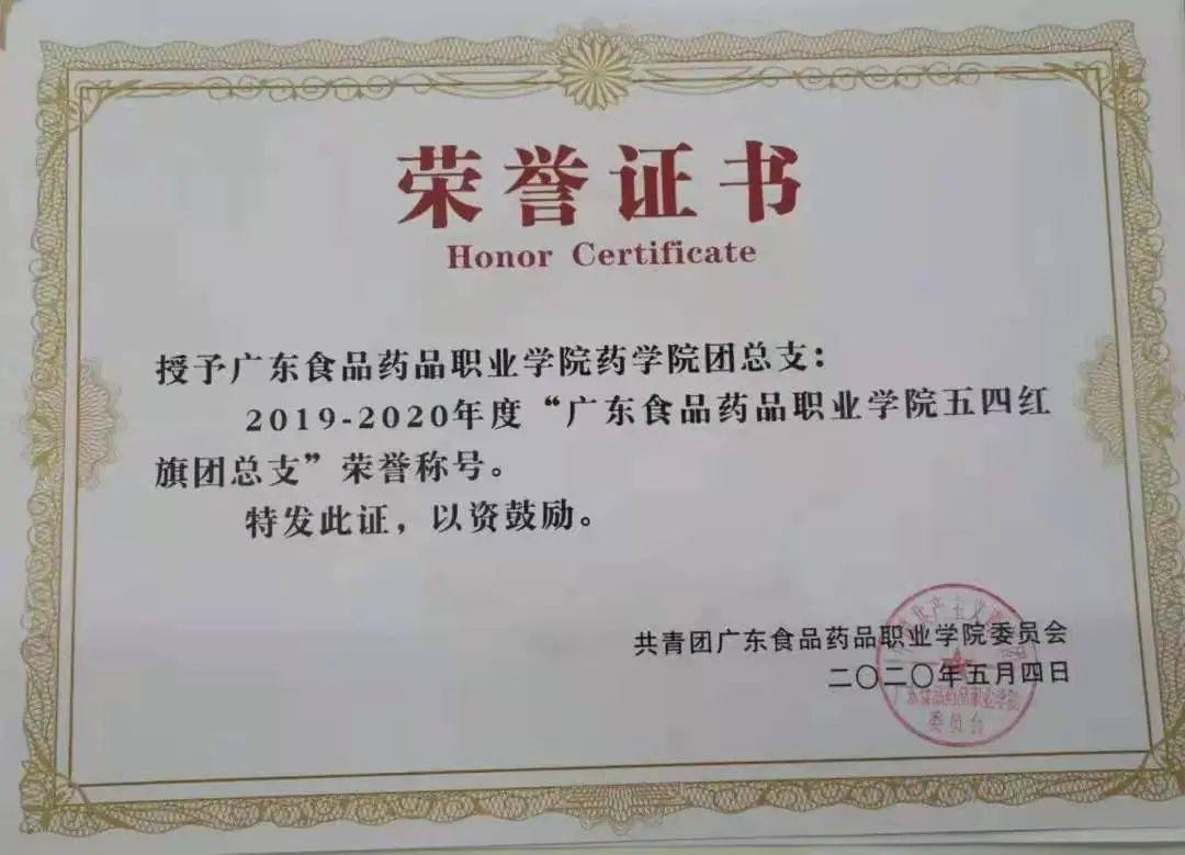 2019年5月 广东食品药品职业学院药学院17药学5班团支部2018—2019