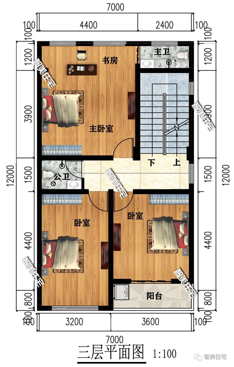 宽7-8米左右,平屋面设计的多层别墅,适合自住 招租_户型