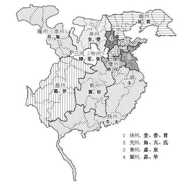 二十八宿分野之十二州地理系统 魏晋南北朝时期,虽长期处于分裂割据