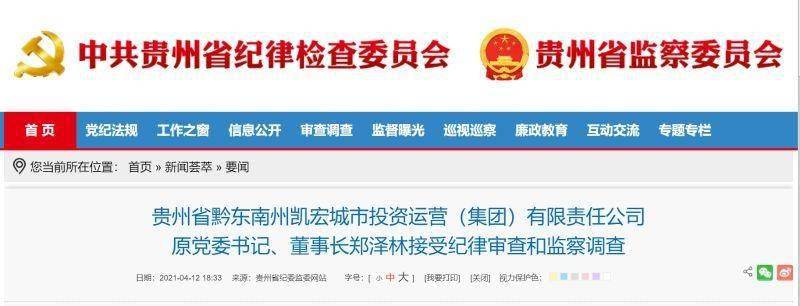 (集团)有限责任公司原党委书记,董事长郑泽林接受纪律审查和监察调查