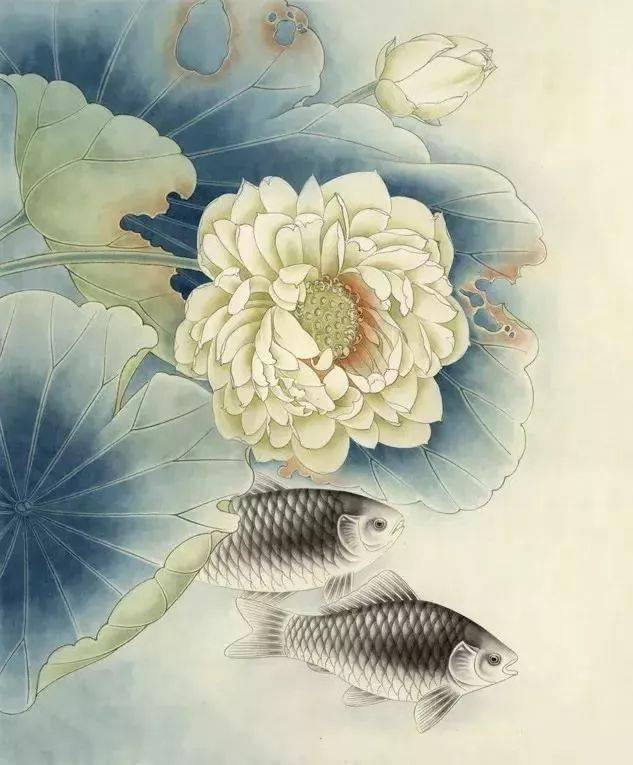 郑玲玲重彩工笔《荷花叶下鲫鱼醉》图文步骤详解,你学会了吗?