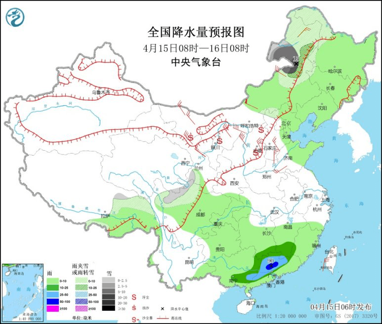 4月15日至18日沙尘天气将影响北方地区 南方地区有明显降雨过程