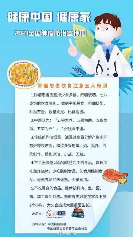 2021全国肿瘤防治宣传周避开肿瘤患者的饮食"雷区" 这