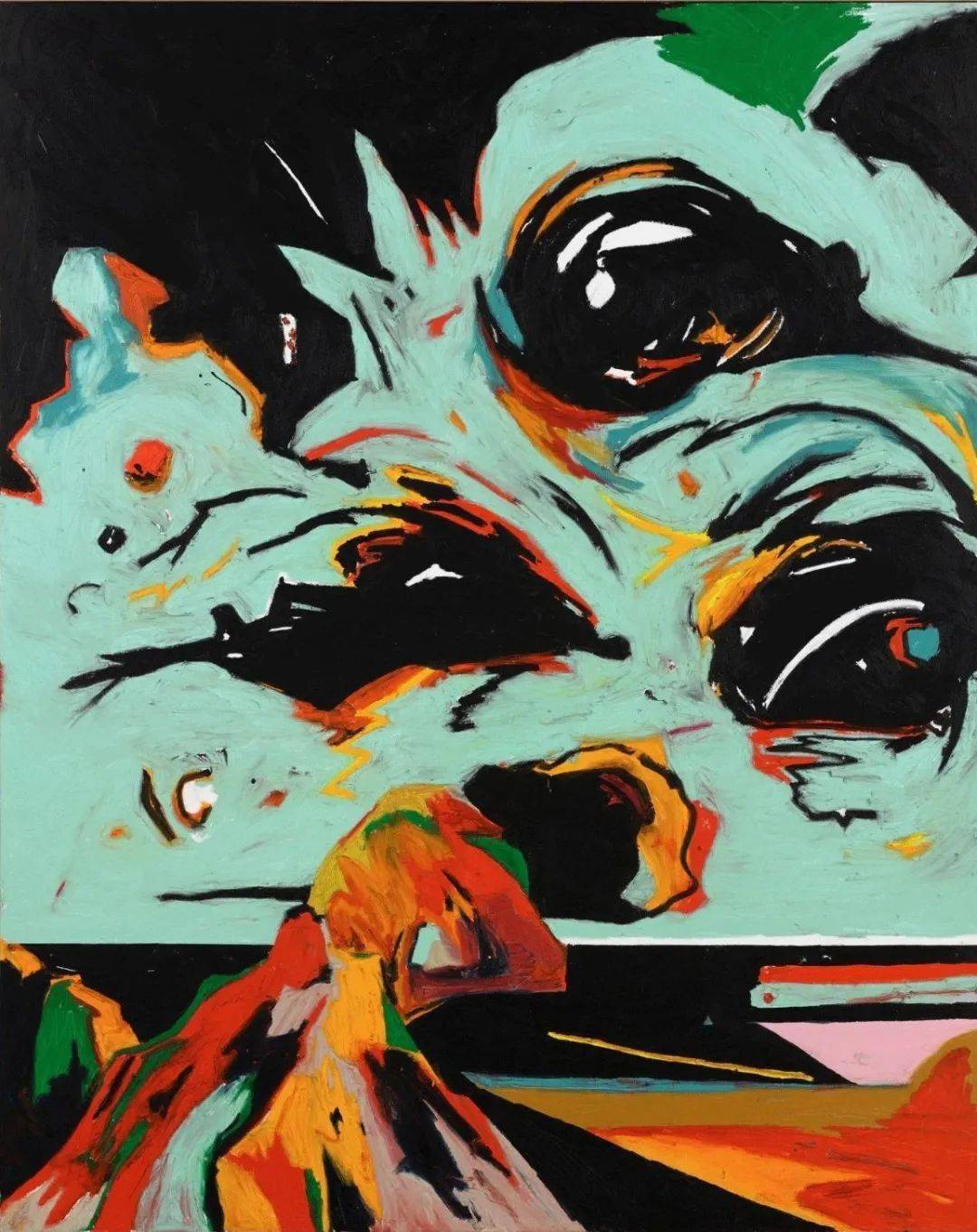 untitled   2016 oil stick and pencil on canvas in artists frame